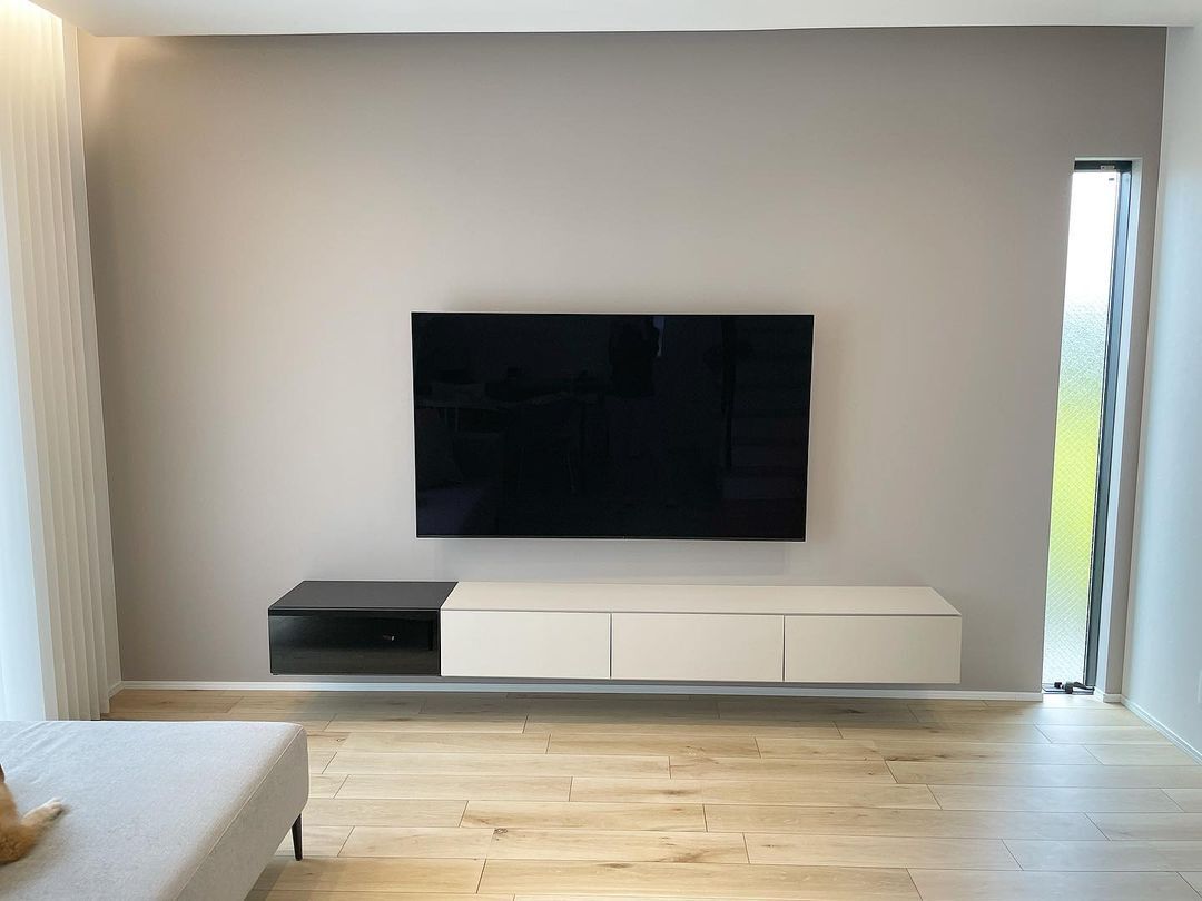 MARGIN CABINET（TVボード：マットベージュ / TVサイドボード：マットグレー、横幅：240cm）